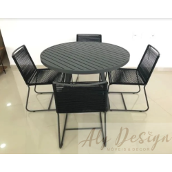 Conjunto Mesa Boston Aluminio  e Cadeiras Doha em Cordão - Design Studio MA